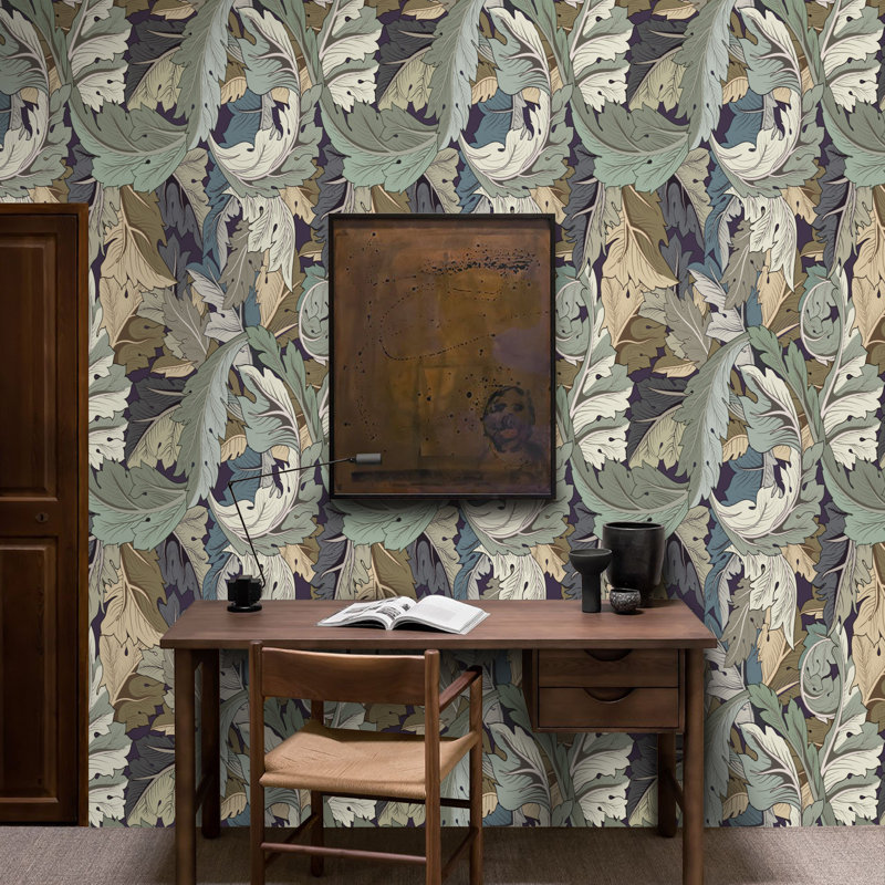 Art Nouveau Wallpaper Dark Blue