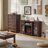 52" Fireplace TV Stand With 18”Silent Electric Fireplace, Farmhouse Entertainment Center For Tvs Up To 65", 2 Drawers TV Console With Glass Door Cabinet, Walnut Tvs Cabinet For Living Room-569636048