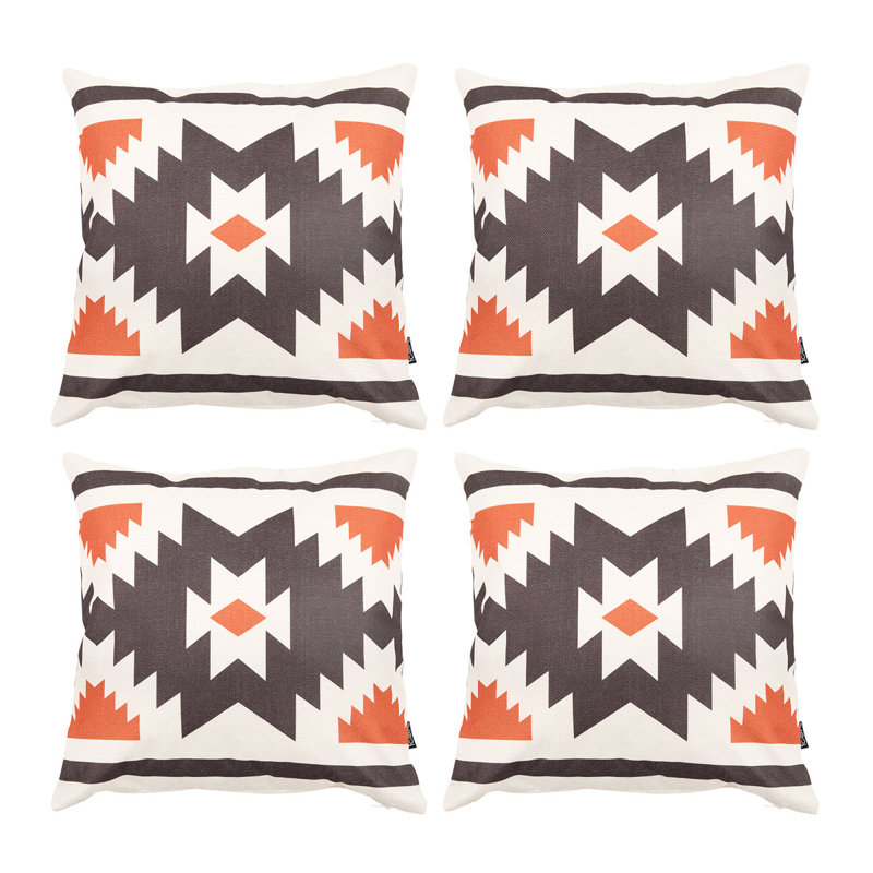 Bean Bag Bazaar Indoor-Outdoor Cushion, 4, Yellow Aztec