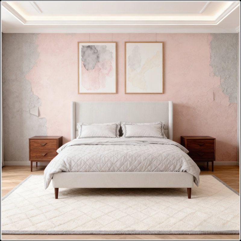 Lit tapissier à tête de lit haute, grand lit avec support à 12 lattes, assemblage facile, tissu chenille élégant en blanc