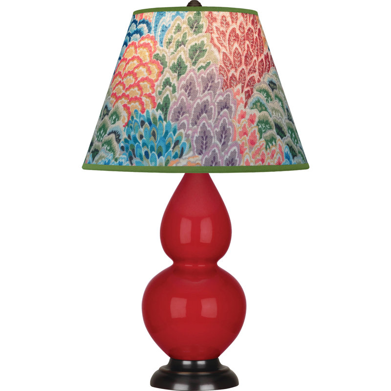 Petite lampe d'appoint à double gourde, Noir mat / argent antique, Bleu marine/gris
