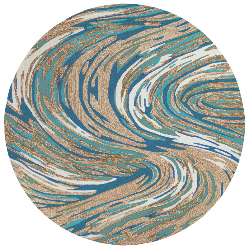 Olutosin Big Wave Indoor/Outdoor Area Rug, Round 8'