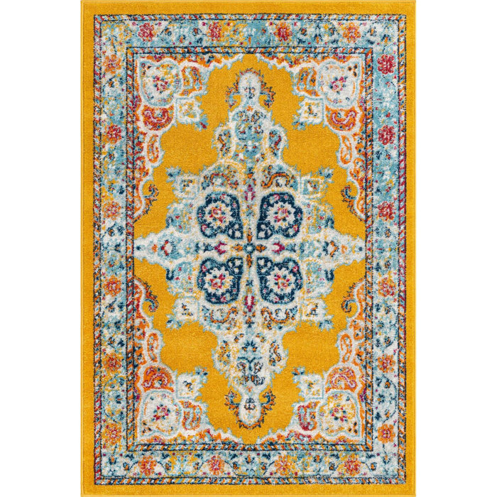Bungalow Rose Armgard Performance Yellow Rug & Reviews | Wayfair