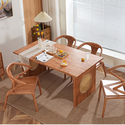 Vintage Simple Solid Wood Brown Dining Table Sets