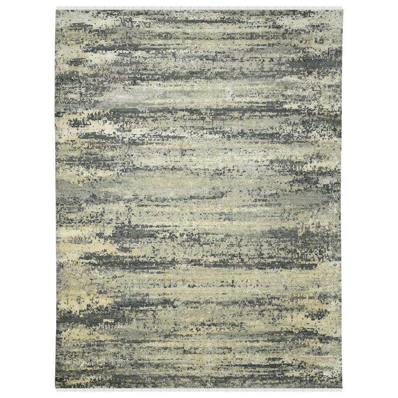 Mystique Wool Abstract Area Rug in Gray, Rectangle 8' x 10'