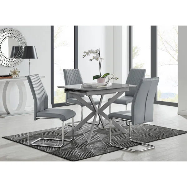 Tierra 4 -Person Dining Set, Grey Black, 75H x 120W x 80D