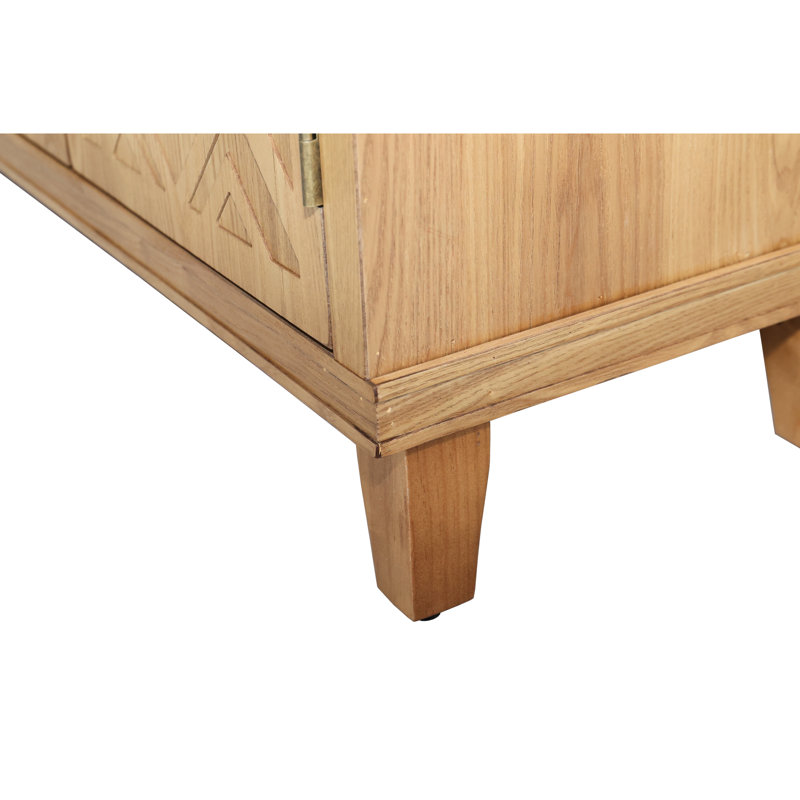Armoire d'appoint 59 po en bois naturel, 4 portes, finition brune, optimisation du rangement de la salle à manger