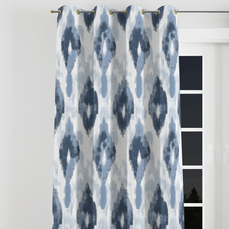Rideaux modernes pour chambre à coucher - Rideau à œillets scandinave Baljit - 1 panneau, L 52 po x L 63 po, Œillets dorés