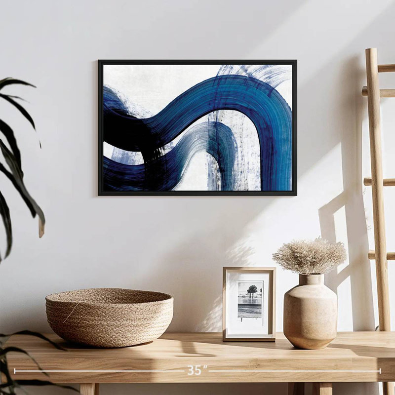 Avery Blue Abstract Curves, 13" H x 19" W