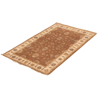 Tapis unique en chocolat noué à la main de 4 pi x 6 pi 5 po Joeline