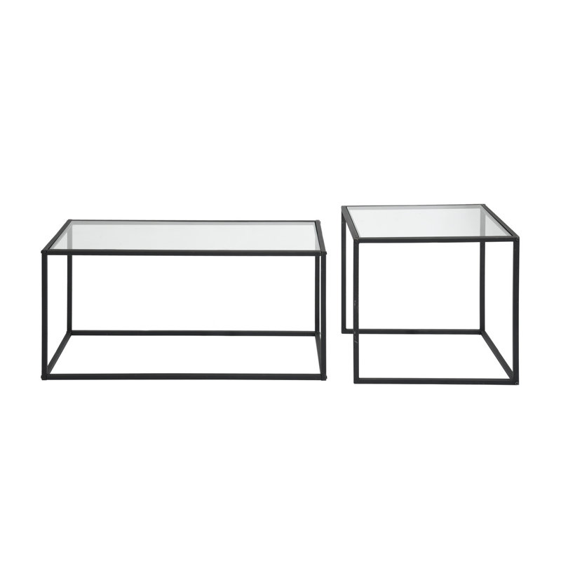 Heffington Glass Top Frame Side Table Set