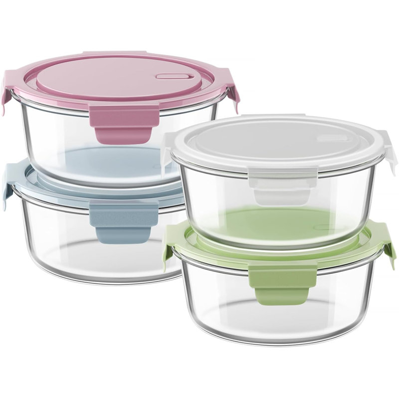 Contenants de préparation de repas en verre 8 pièces avec couvercles