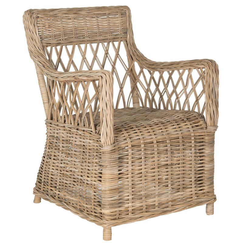 Fauteuil rembourré Modern Sephina - Fauteuil classique en rotin gris avec tissage en treillis ouvert pour la maison