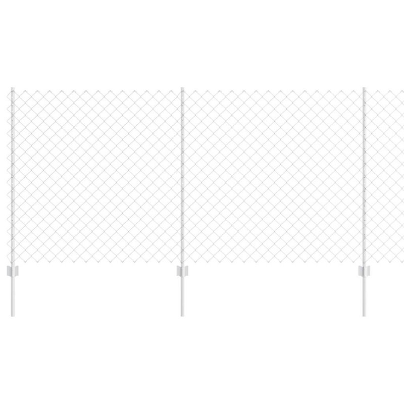 Vidaxl Fence With Posts Steel, Silver, 120cm H x 2500cm W x 2.7cm D