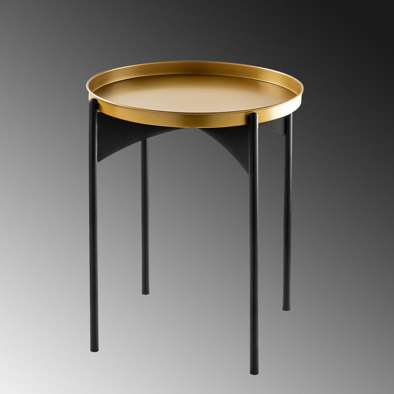Modern Glam Coffee Table, Black & Gold, 17.3 x 22.4 x 17.3 Inches | 100% Metal Construction, Weight: 5.3 lbs | Stylish & Functional Design, Perfect for Living Room & Contemporary Spaces, Easy Assembly Required