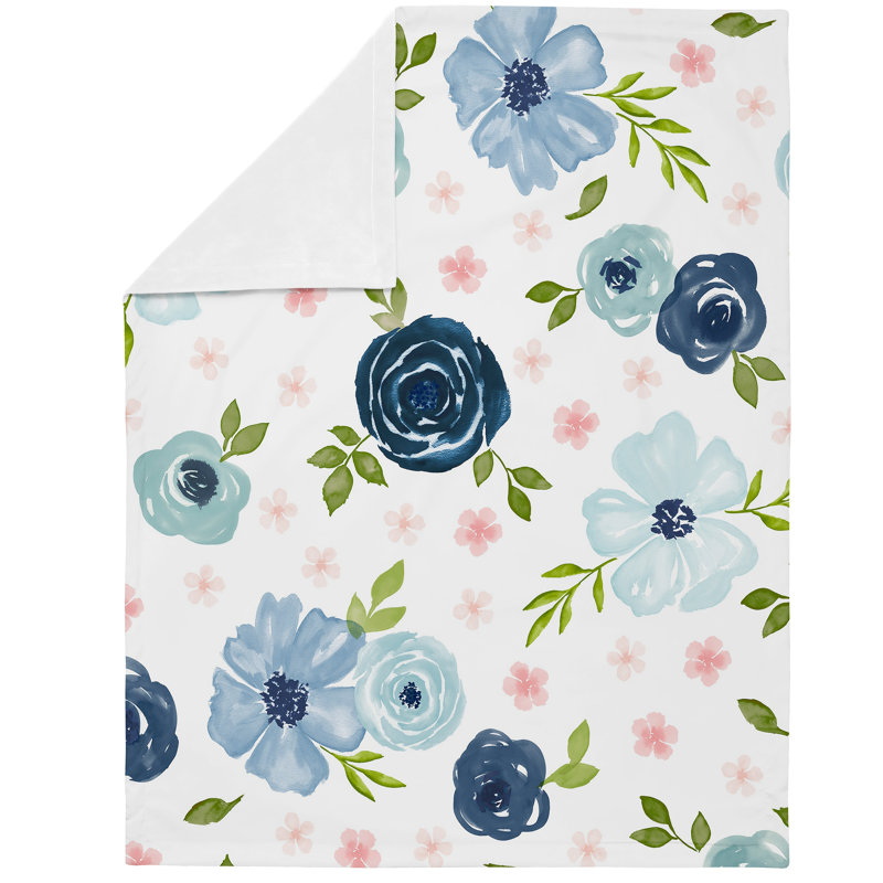 Couverture florale aquarelle, Bleu
