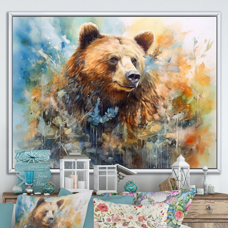 Majestic Grizzly II sur toile, H 16 po x l 32 po x P 1 po, Cadre flottant blanc