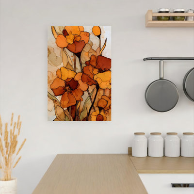 Art doré doré coquelicots abstrait et abstrait coquillage