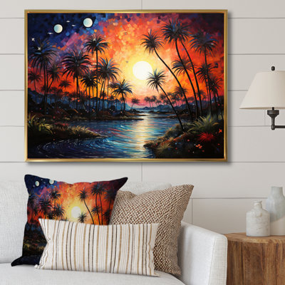 Palmiers tropicaux pointillisme III sur toile