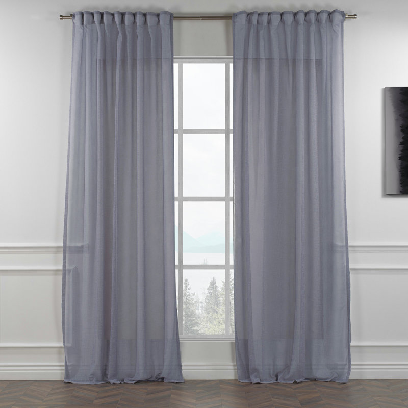 Panneaux de rideaux extra-longs transparents, L 52 po x L 84 po, gris
