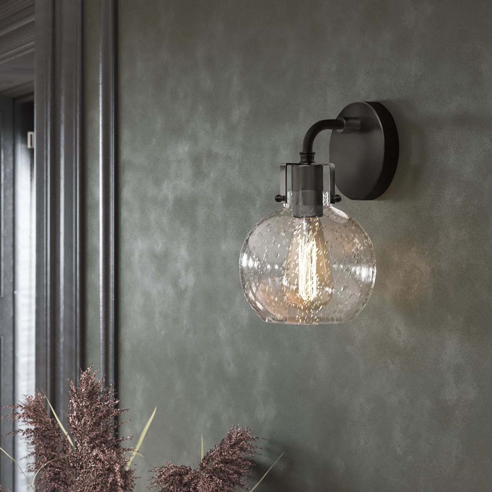 Byrne Single Light Dimmable Armed Sconce, Oil Rubbed Bronze