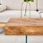  Table basse rectangulaire en bois aggloméré avec pieds en verre, finition naturelle de 39,3 po x 21,6 po, chêne