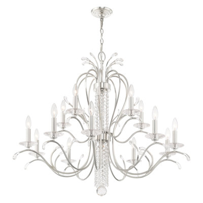Lustre à 15 lumières de style bougie avec accents de cristal Almirah