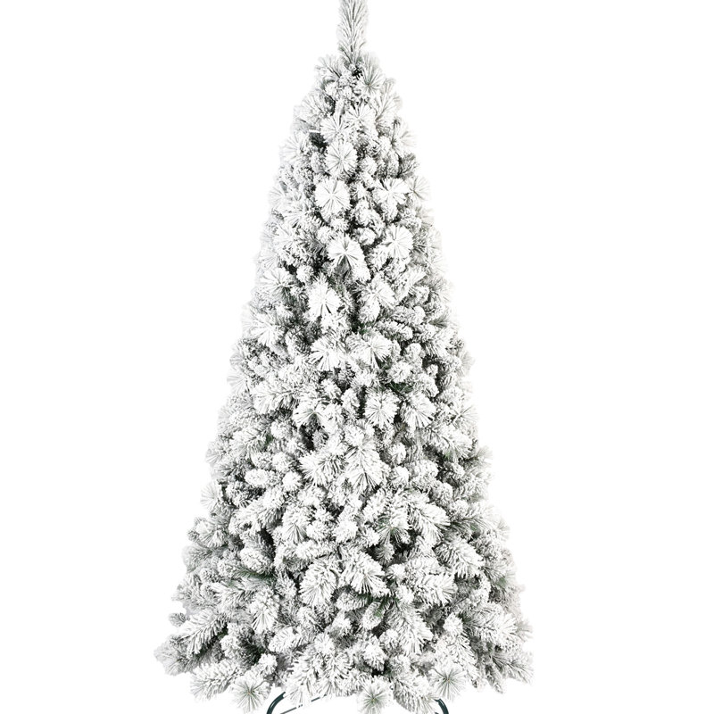 Arbre de Noël 48 pouces floqué, conception recouverte de neige réaliste, 350 pointes, assemblage à charnières, base en métal massif, décoration festive, branches enneigées et à aiguilles de 4 pi, structure, support, événements