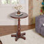 Petite table de bout ronde de 15,75 po, tables basses à piédestal en bois, table de chevet d'appoint rétro pour le salon, la chambre à coucher et le vestibule (noyer)-1445433812