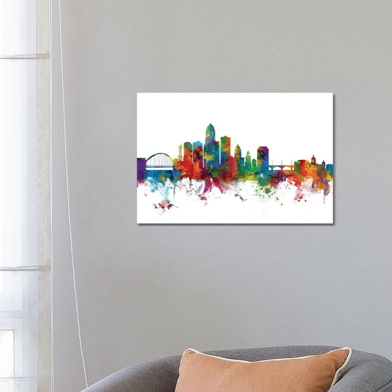 Des Moines, Iowa Skyline by Michael Tompsett - 1 Piece Wrapped Canvas Wall Art, 66.04 cm H x 45.72 cm W x 3.175 cm D