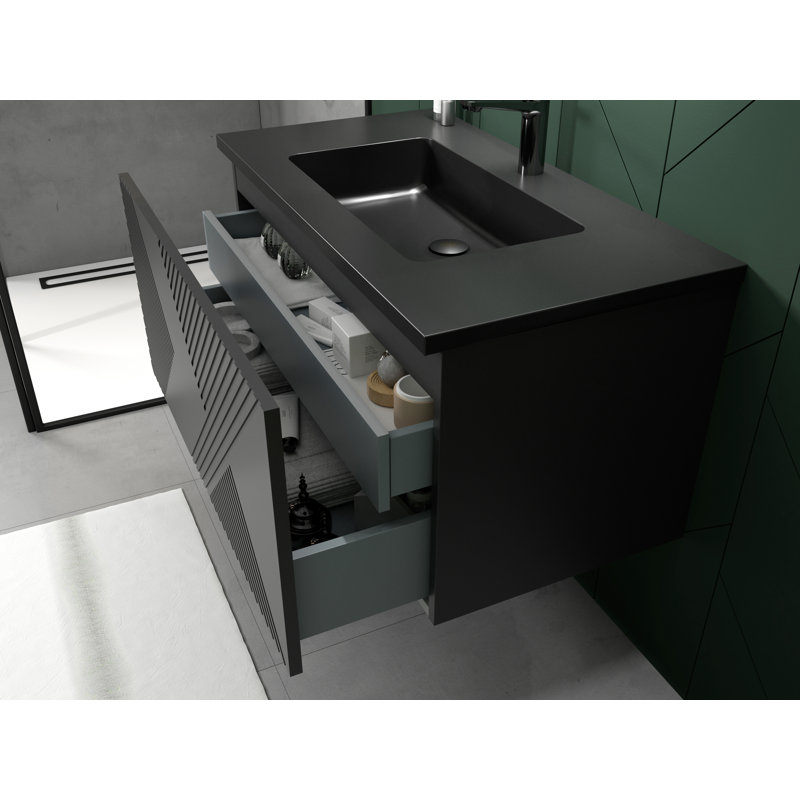 35.5" Wall-Mounted Single Bathroom Vanity Set