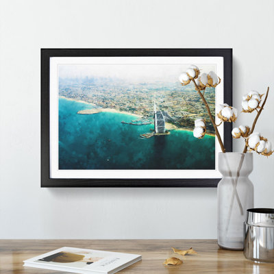 Burj Al Arab Hotel Dubai Skyline Painting - Single Picture Frame Print on MDF