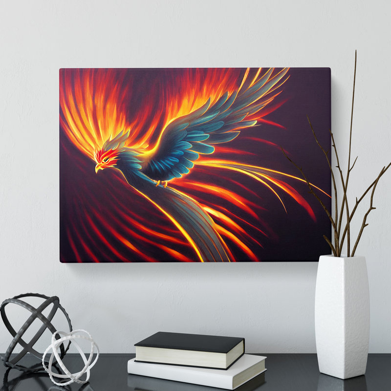 Explosive Phoenix Bird - Wrapped Canvas Print, 40cm H x 60cm W x 3cm D