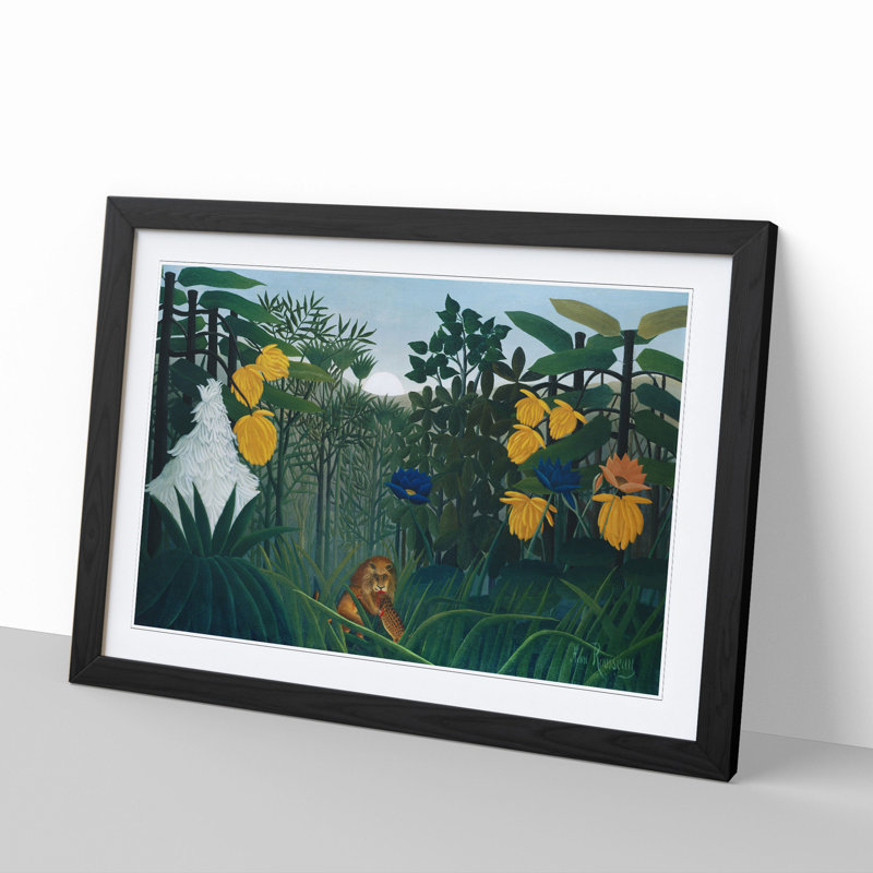 The Repast of the Lion by Henri Rousseau - Framed Print, 48cm H x 65cm W x 2cm D, Black Framed