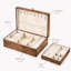 Boîte de rangement pour bijoux en noyer massif avec plateau amovible
