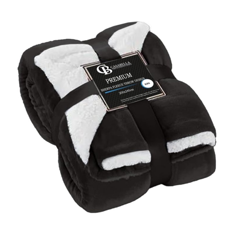 Veyo Throw Blanket, Black, 200cm W x 220cm L