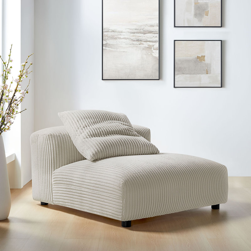 Fauteuil modulaire rembourré Solace, Velours côtelé amande