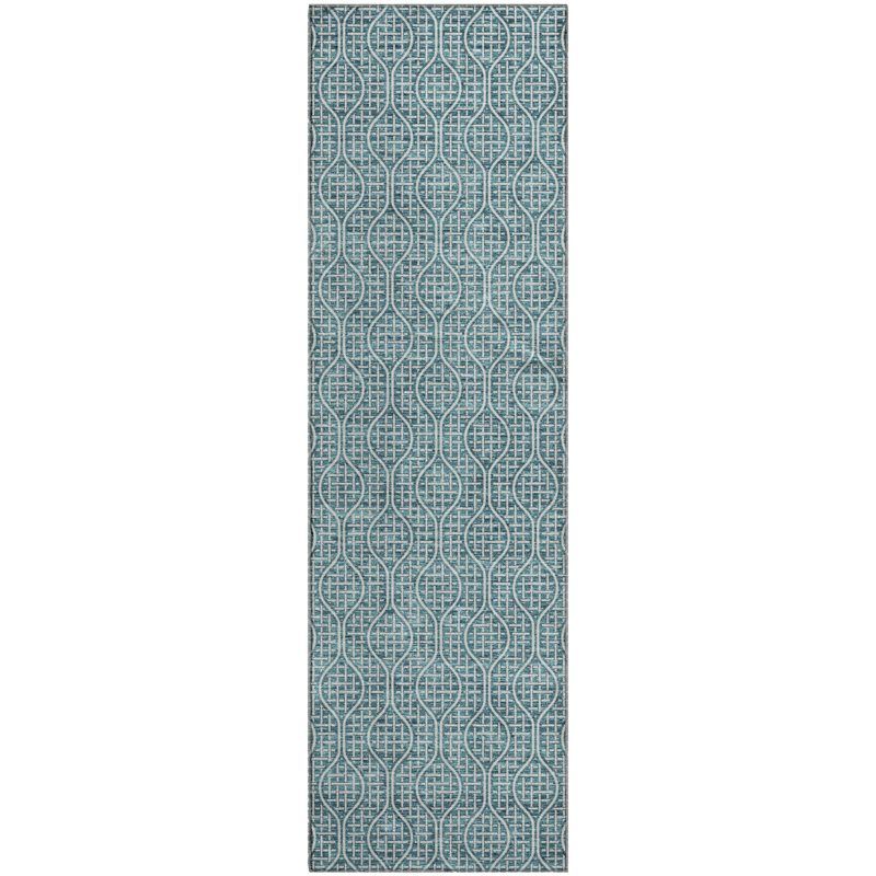Tapis bleu sarcelle lavable à la machine Premium Prisco, Tapis de couloir 2 pi 3 po x 7 pi 6 po