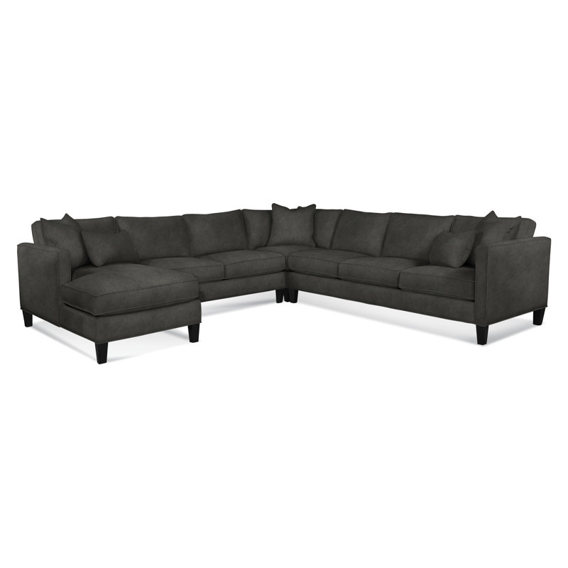Sectional, Green and Blue Stripe; 0252-54, Left Hand Facing, Black