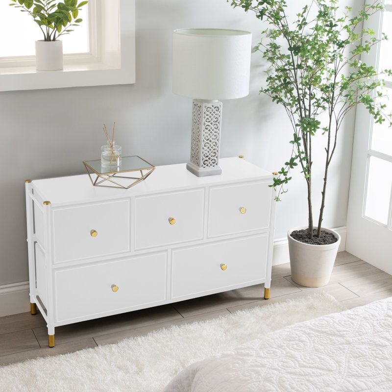 Naaz 39.45'' W 5 - Drawer Dresser, White