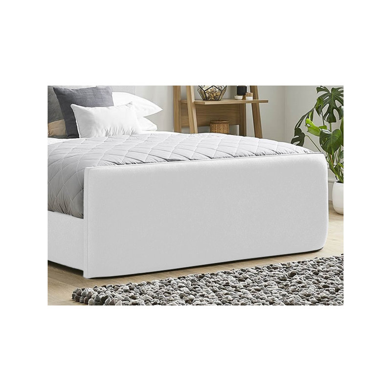 Ledley Kailua Upholstered Bed Frame - Plush Velvet with Headboard and Sprung Slats, White, Double (4'6)