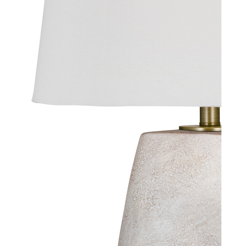 Whitewash Resin Table Lamp with Hardback Linen Shade