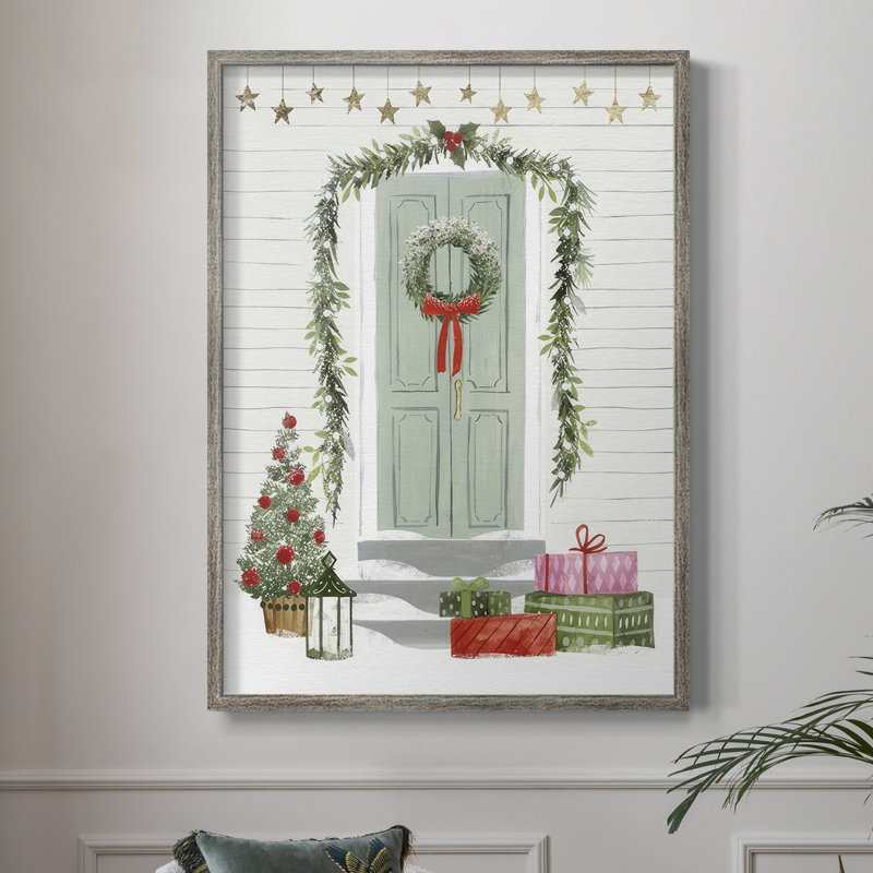 «Festive Front Door I», reproduction encadrée - bois massif