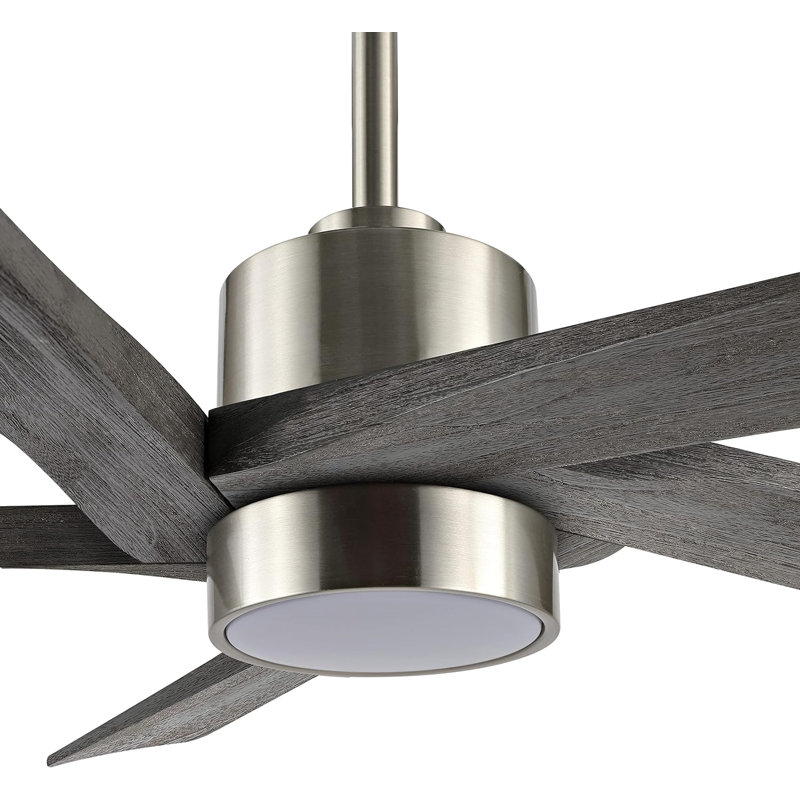Ottenburg 64'' Ceiling Fan with LED Lights, Brushed Nickel with Gray Wood Blades