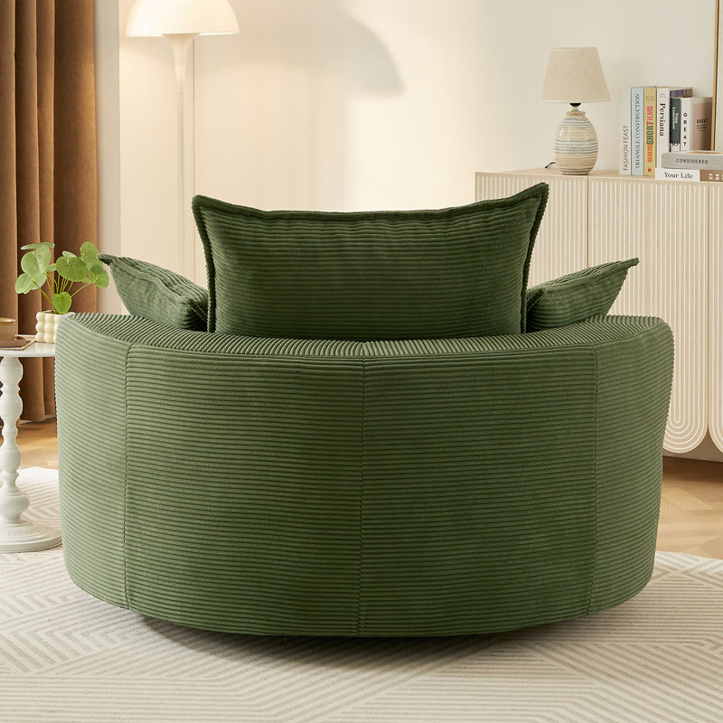 Méridienne surdimensionnée pivotante à 360 ° avec coussin double et coussins, Vert