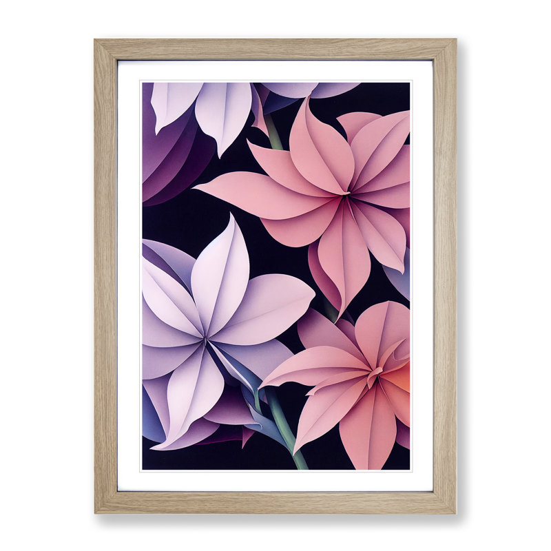 XV1022-4186X Stimulating Flowers - Single Picture Frame Print, 46cm H x 34cm W x 2cm D, Oak