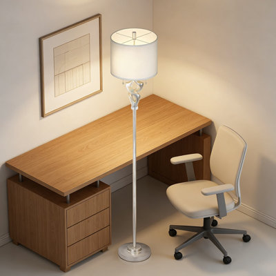 Lampe sur pied sculpturale avec luminosité réglable, finition feuille d'argent antique et corps en résine, lampe sur pied avec interrupteur à chaîne pour le salon, la chambre à coucher ou le bureau à domicile