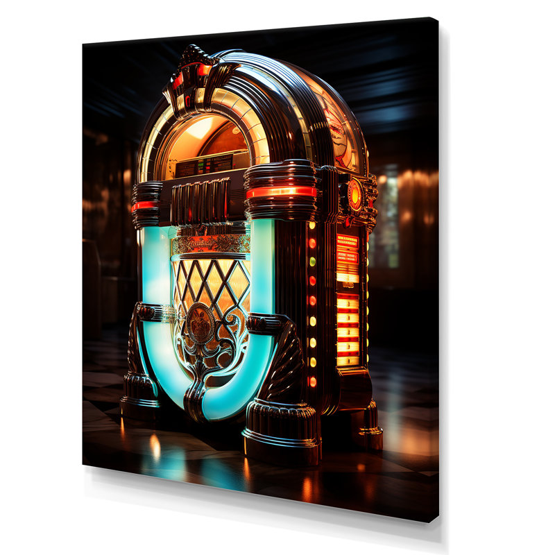 Cubist Jukebox Harmony 2 - Jukeboxes, art mural, Toile tendue, H 32 po x l 24 po x P 1 po