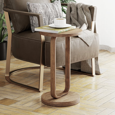 Farmhouse Minimalist  Round End Table With Open Base