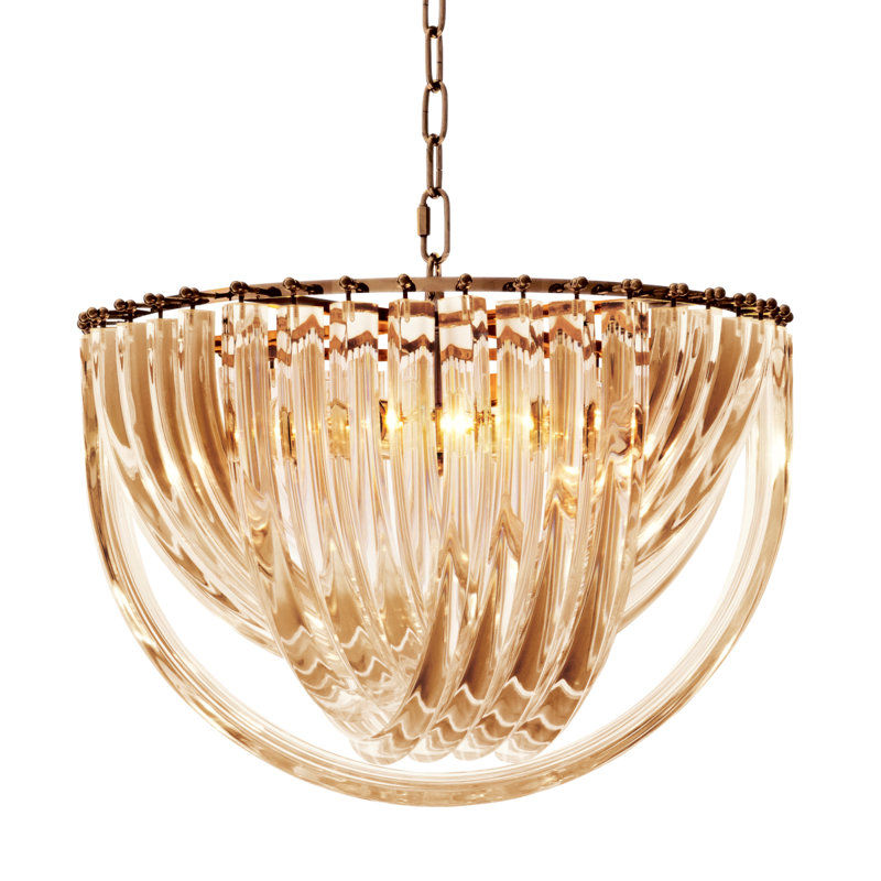 Murano 4 - Light Chandelier, Antique Brass, Clear